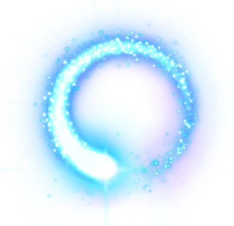 Glowing Enso circle of light particles in deep space